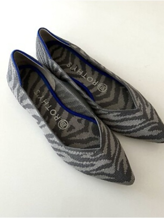 Rothy's Shoes - Rothy’s The Point Zebra Stripe Knit Flats Gray Blue Women’s 9